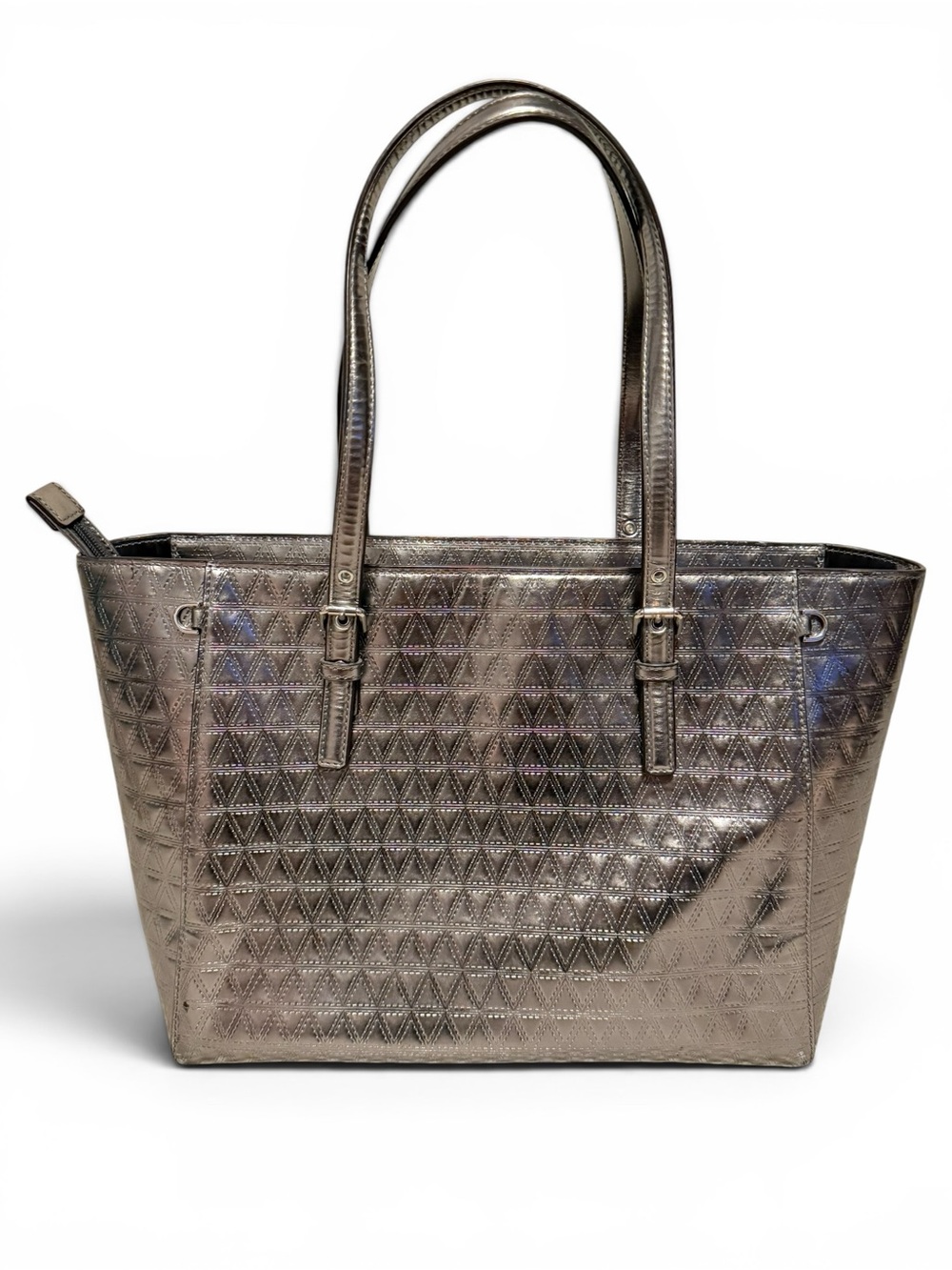 Michael Kors Metallic Silver Quilted Tote - Picture 7 of 12
